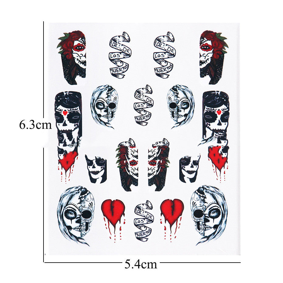 Black & White Skull Nail Stickers
