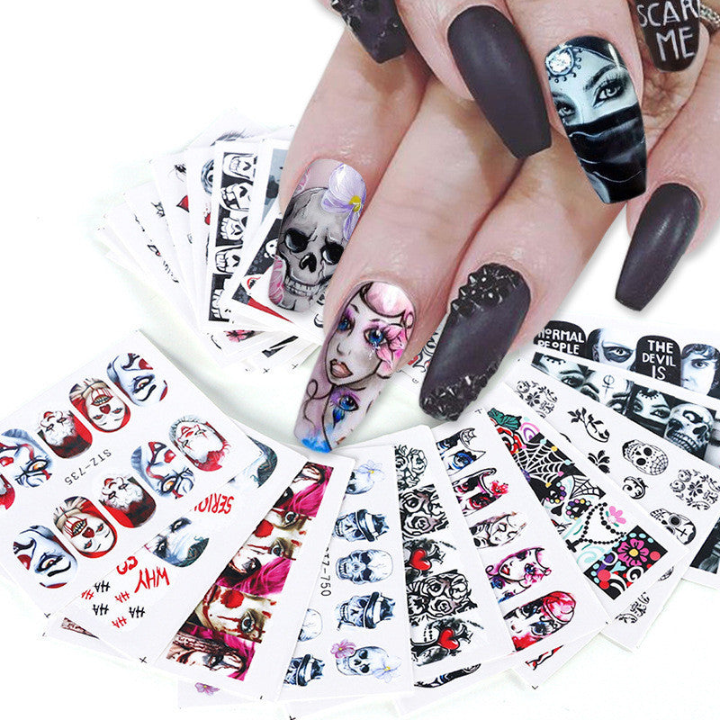 Black & White Skull Nail Stickers