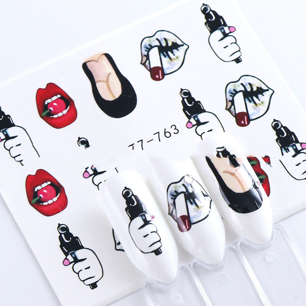 Red Lips Water-Transfer Nail Decals