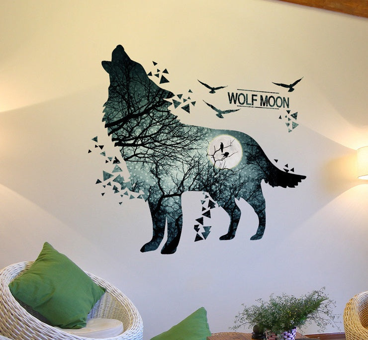 Wolf Moon Wall Stickers PVC Material