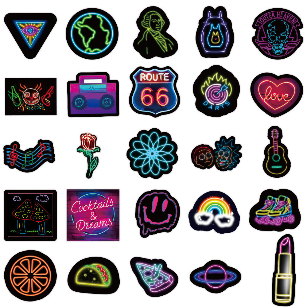 Vibrant Neon Graffiti Sticker Pack