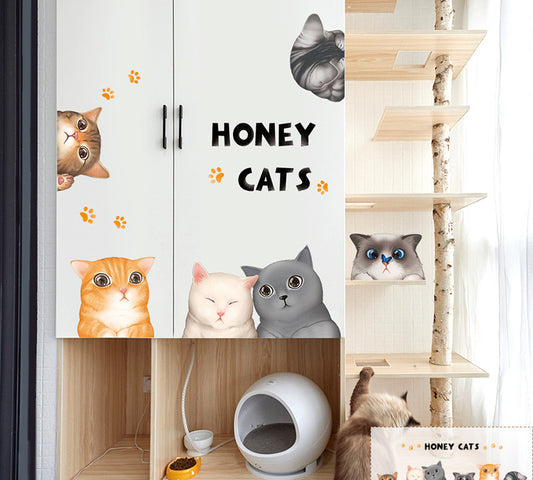 Custom Cartoon Cat Wardrobe Stickers