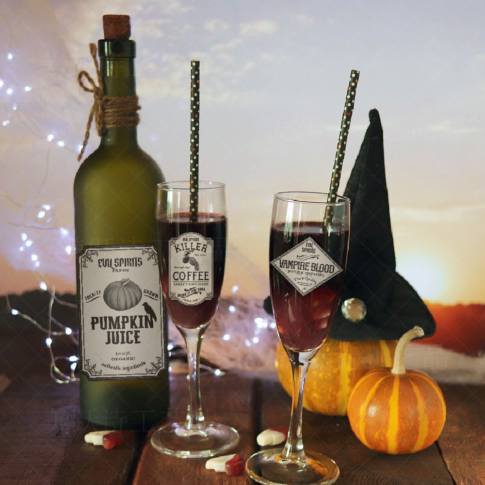 Halloween Wine Bottle Decoration Stickers