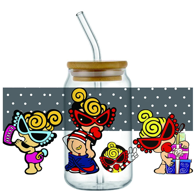 Mini Baby UV DTF Cup Wrap Stickers for 16oz Glass Cans
