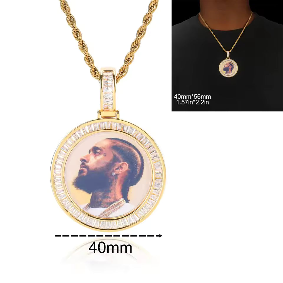 Custom Photo Medallion Pendant – Personalized Iced Out Necklace