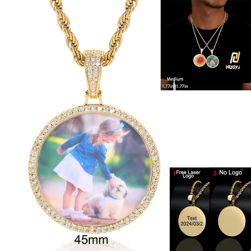 Custom Photo Medallion Pendant – Personalized Iced Out Necklace