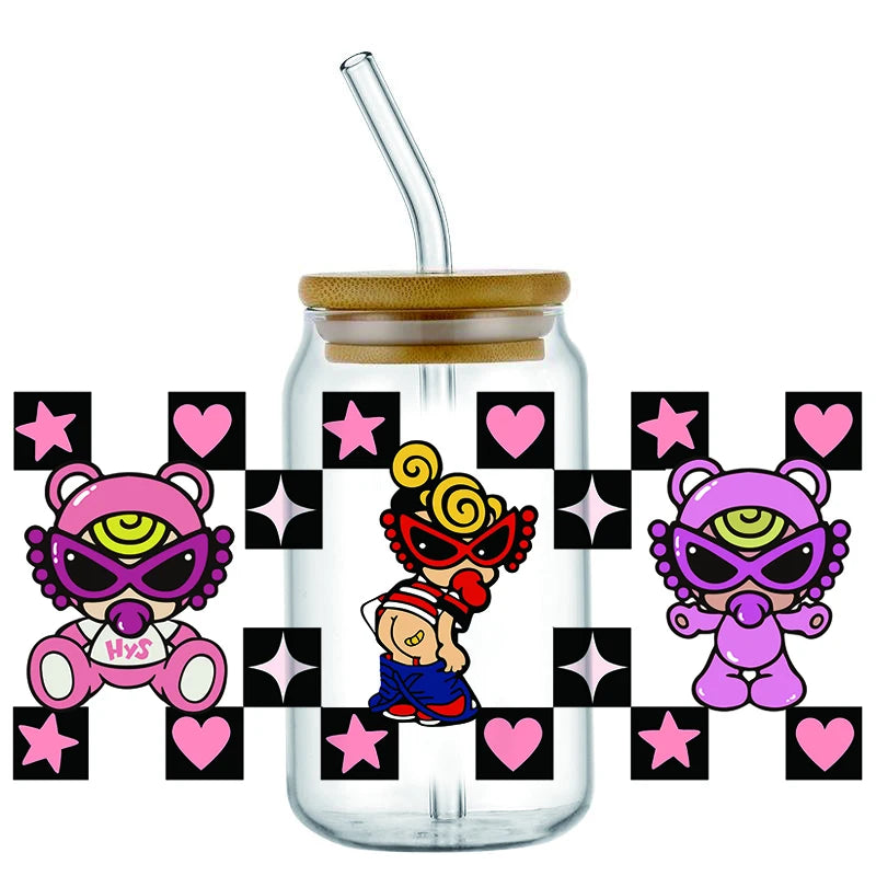 Mini Baby UV DTF Cup Wrap Stickers for 16oz Glass Cans