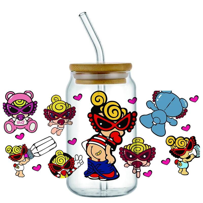 Mini Baby UV DTF Cup Wrap Stickers for 16oz Glass Cans