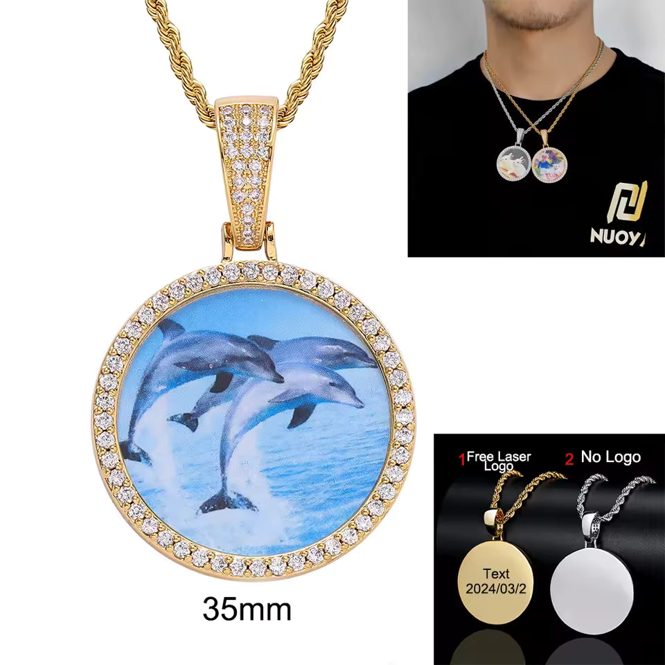 Custom Photo Medallion Pendant – Personalized Iced Out Necklace