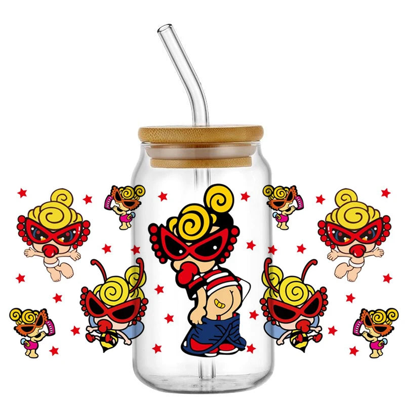 Mini Baby UV DTF Cup Wrap Stickers for 16oz Glass Cans