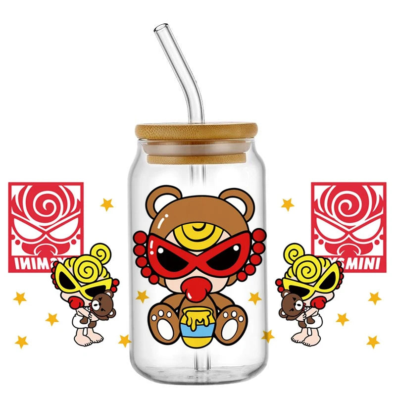 Mini Baby UV DTF Cup Wrap Stickers for 16oz Glass Cans