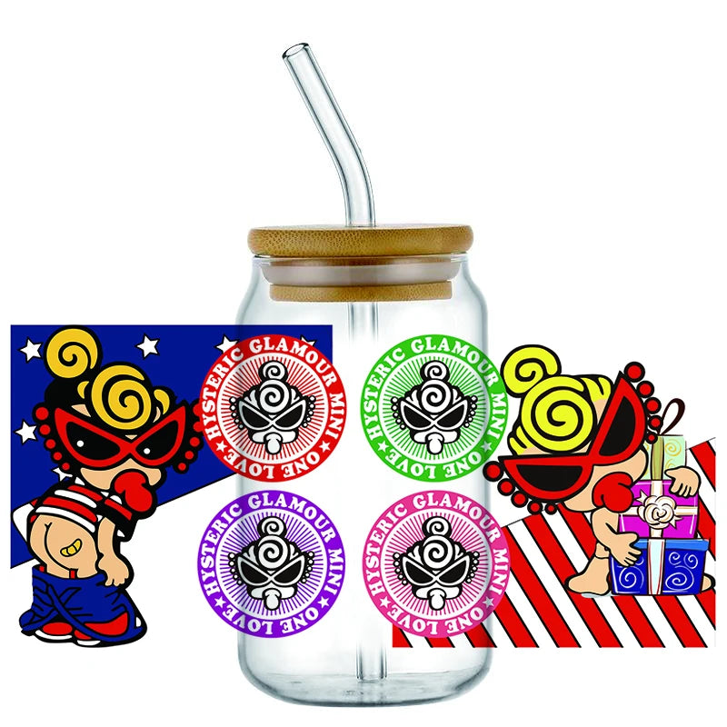 Mini Baby UV DTF Cup Wrap Stickers for 16oz Glass Cans