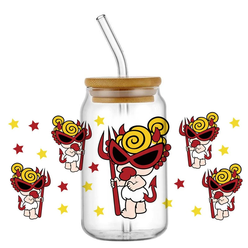Mini Baby UV DTF Cup Wrap Stickers for 16oz Glass Cans