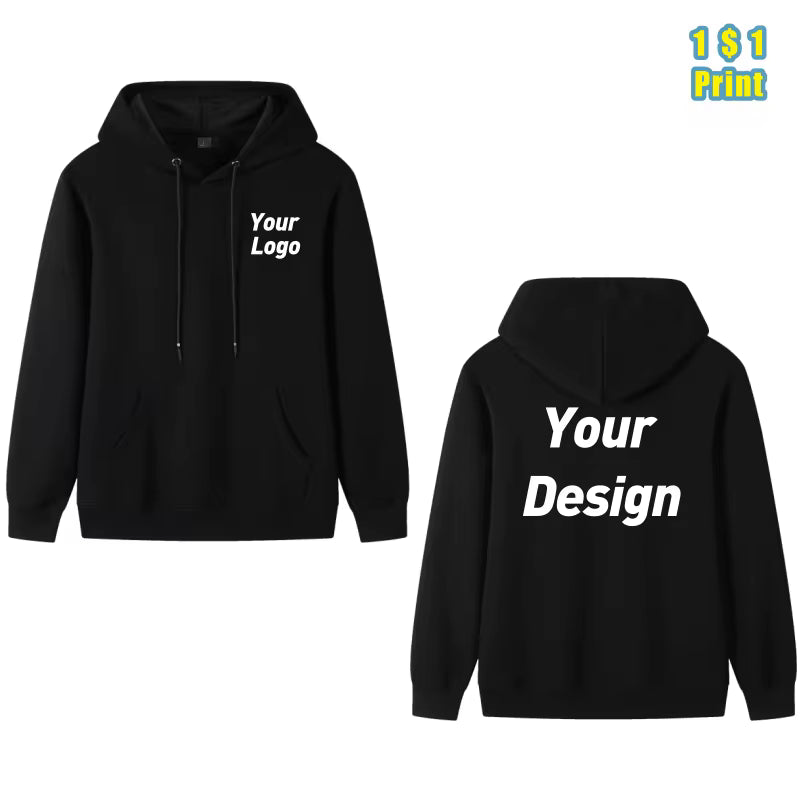 Custom Logo Cotton Hoodie – 9 Color Premium Pullover