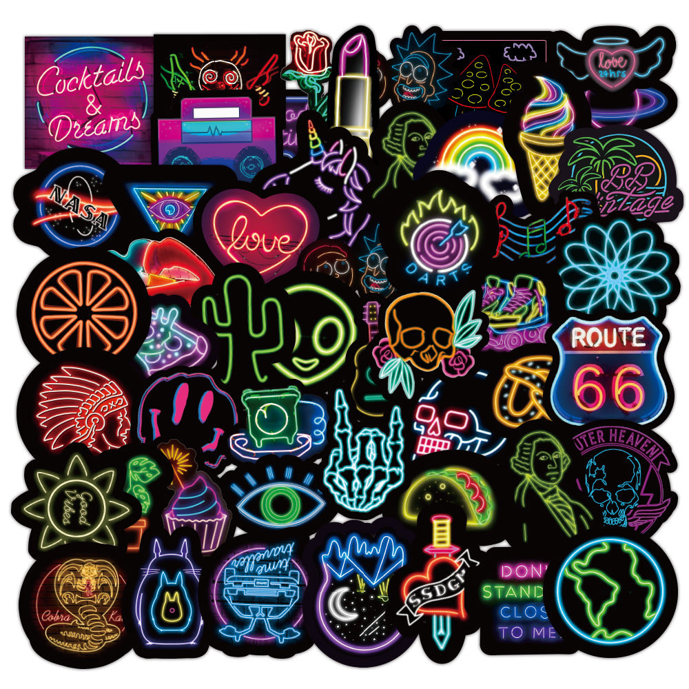 Vibrant Neon Graffiti Sticker Pack