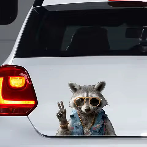 Funny Raccoon Car & Window Sticker