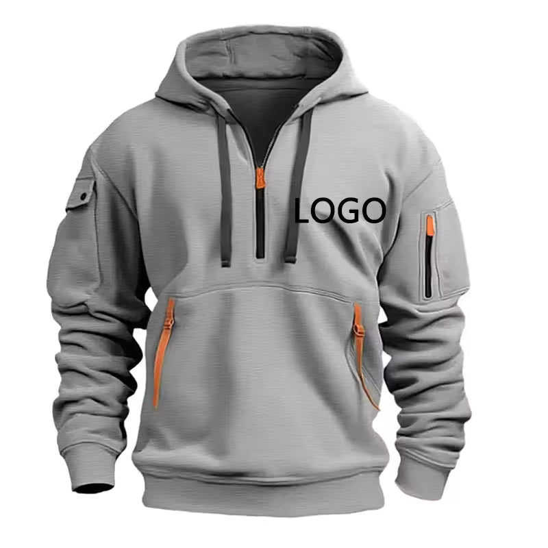 Custom Multi-Zip Hoodie – Stylish Loose Fit Sweatshirt