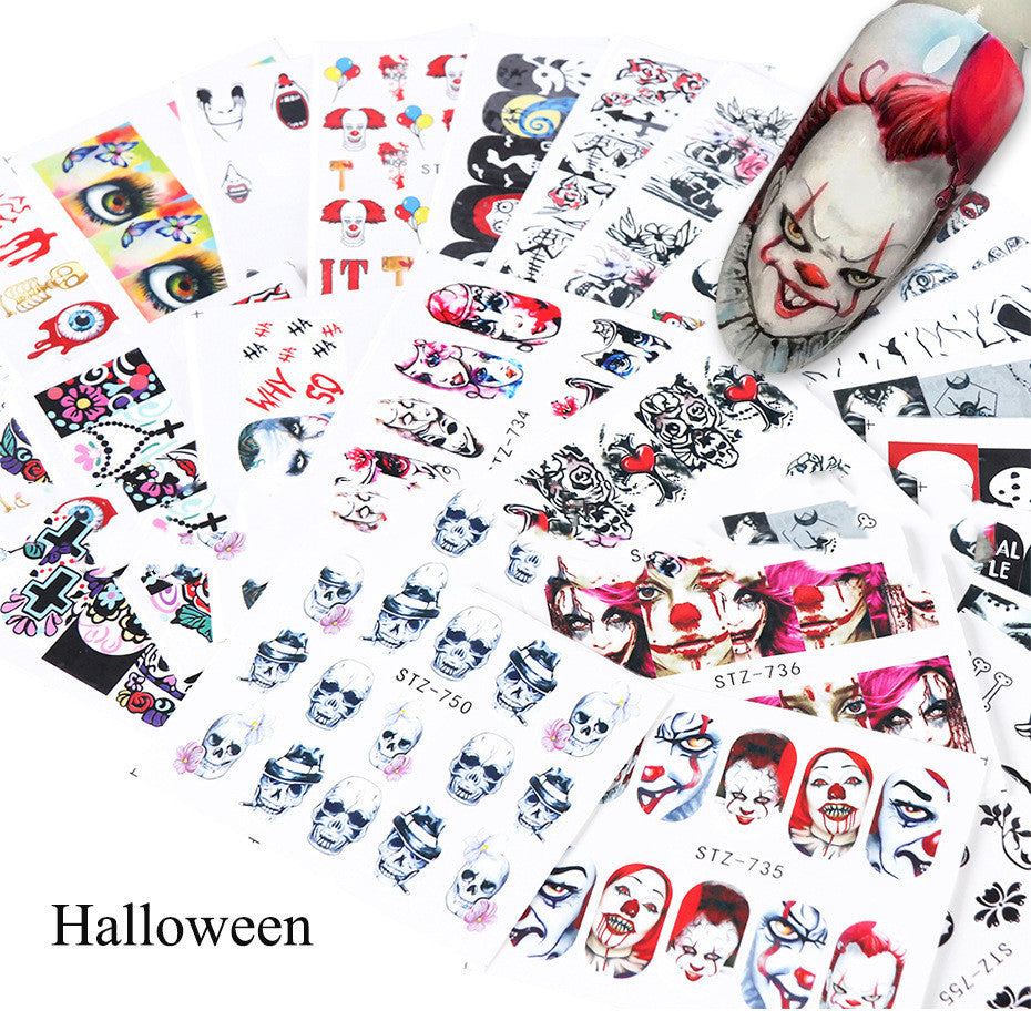 Black & White Skull Nail Stickers