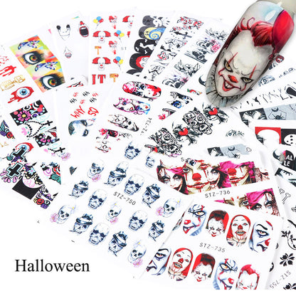 Black & White Skull Nail Stickers