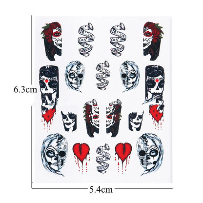 Black & White Skull Nail Stickers