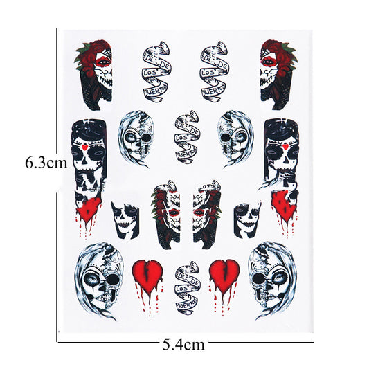 Black & White Skull Nail Stickers