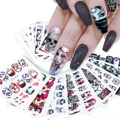 Black & White Skull Nail Stickers