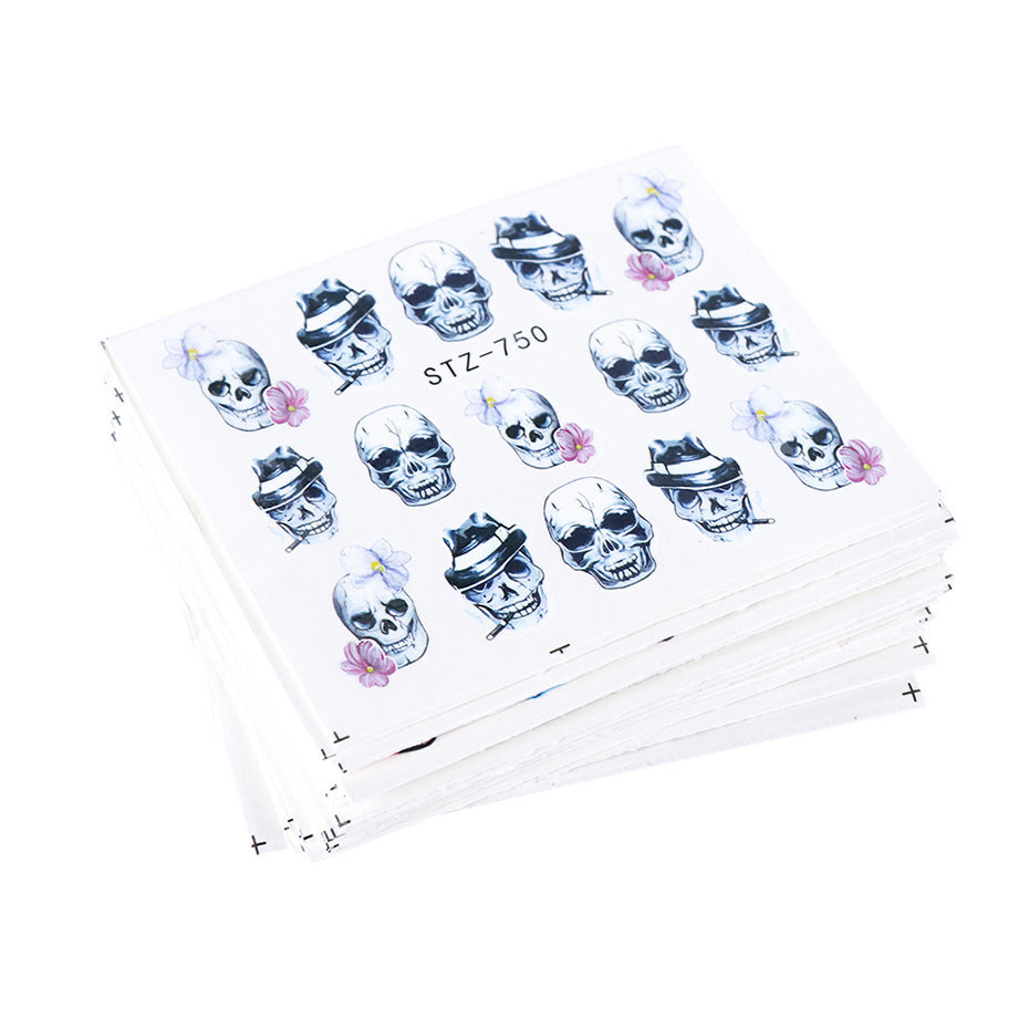Black & White Skull Nail Stickers
