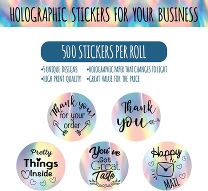 Holographic Rainbow Label Stickers
