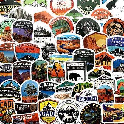 National Park 50 Stationery Waterproof PVC Stickers