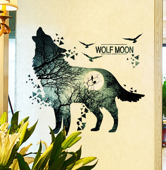Wolf Moon Wall Stickers PVC Material