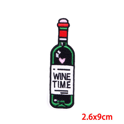 Cartoon Wine Embroidered Cloth Patches