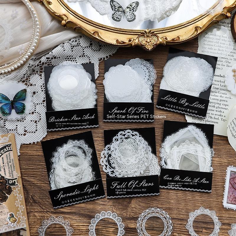 Sun Moon Star Series Lace Goo Card Stickers Waterproof Transparent Pet Cute Stickers