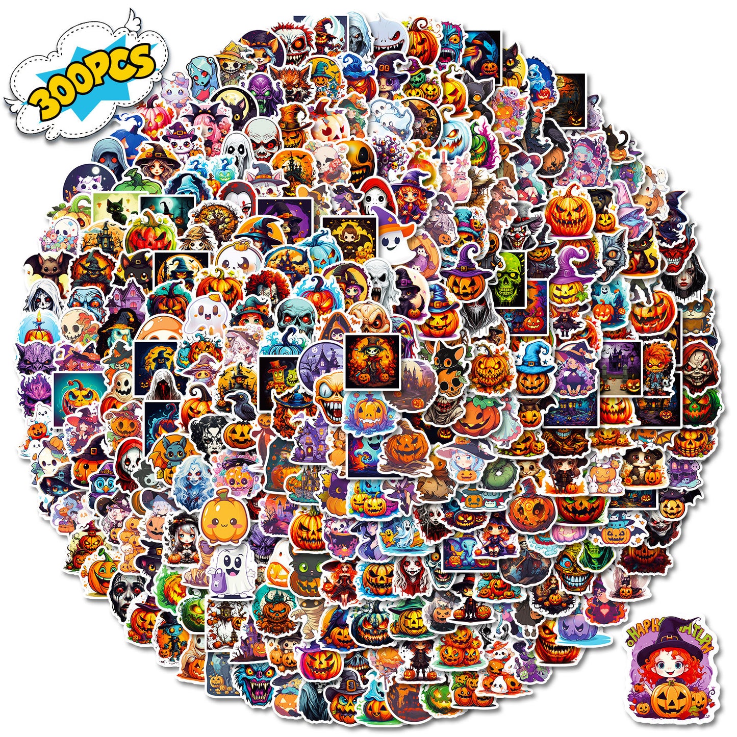 300 Cartoon Pumpkin Custom Sticker