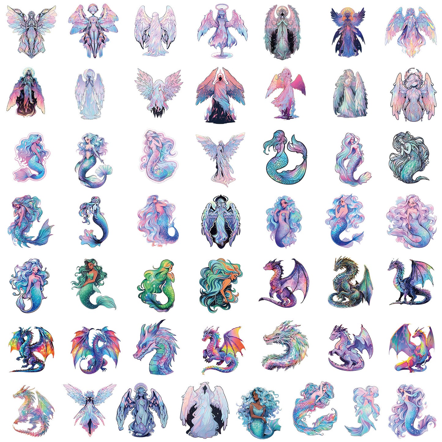 Holographic Angel Mermaid Sticker Set