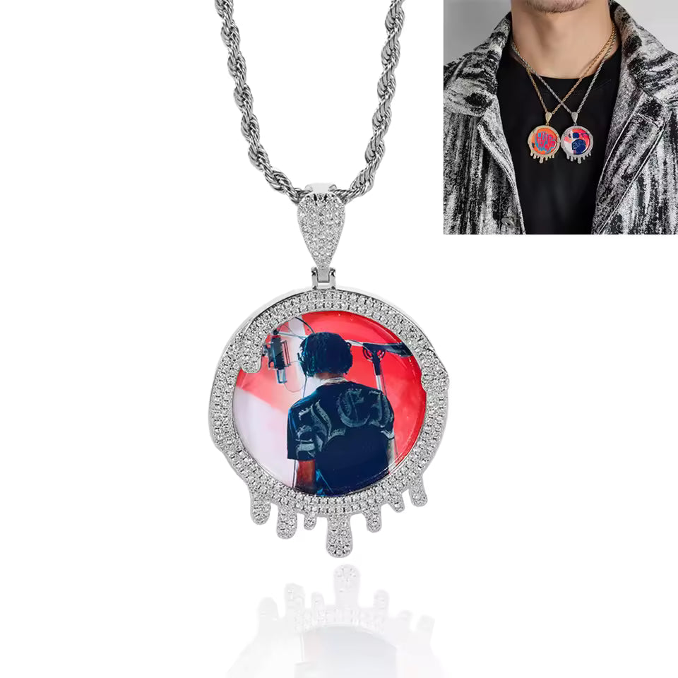 Custom Photo Medallion Pendant – Personalized Iced Out Necklace
