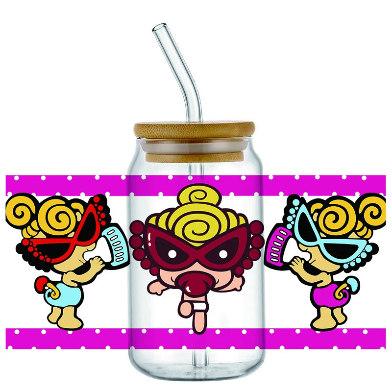 Mini Baby UV DTF Cup Wrap Stickers for 16oz Glass Cans