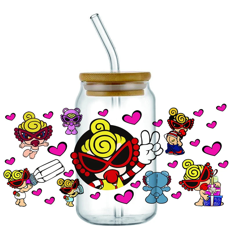 Mini Baby UV DTF Cup Wrap Stickers for 16oz Glass Cans