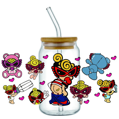 Mini Baby UV DTF Cup Wrap Stickers for 16oz Glass Cans