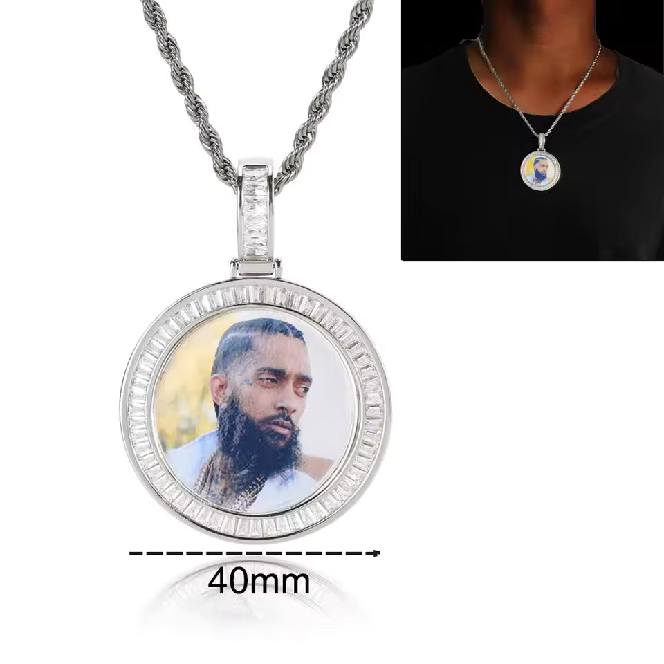 Custom Photo Medallion Pendant – Personalized Iced Out Necklace