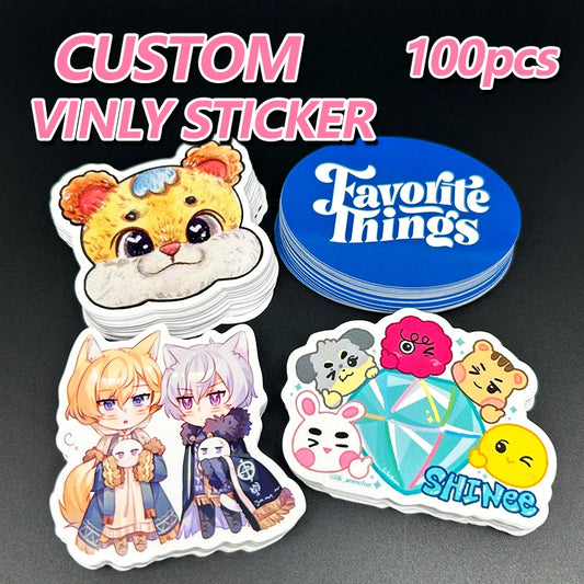 100pcs Custom Waterproof Logo Stickers