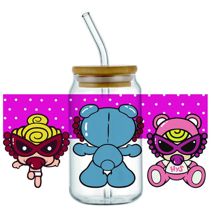 Mini Baby UV DTF Cup Wrap Stickers for 16oz Glass Cans