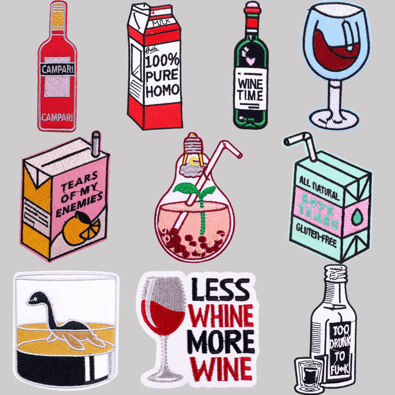 Cartoon Wine Embroidered Cloth Patches