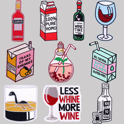 Cartoon Wine Embroidered Cloth Patches