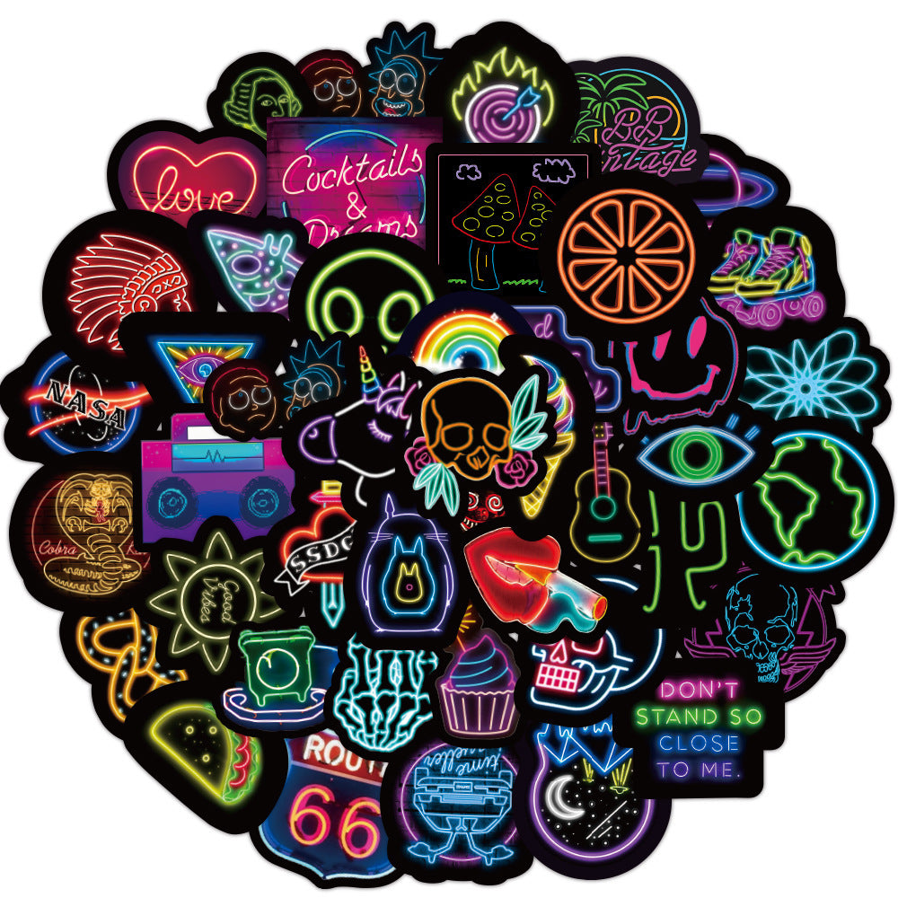 Vibrant Neon Graffiti Sticker Pack