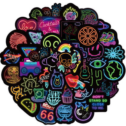 Vibrant Neon Graffiti Sticker Pack