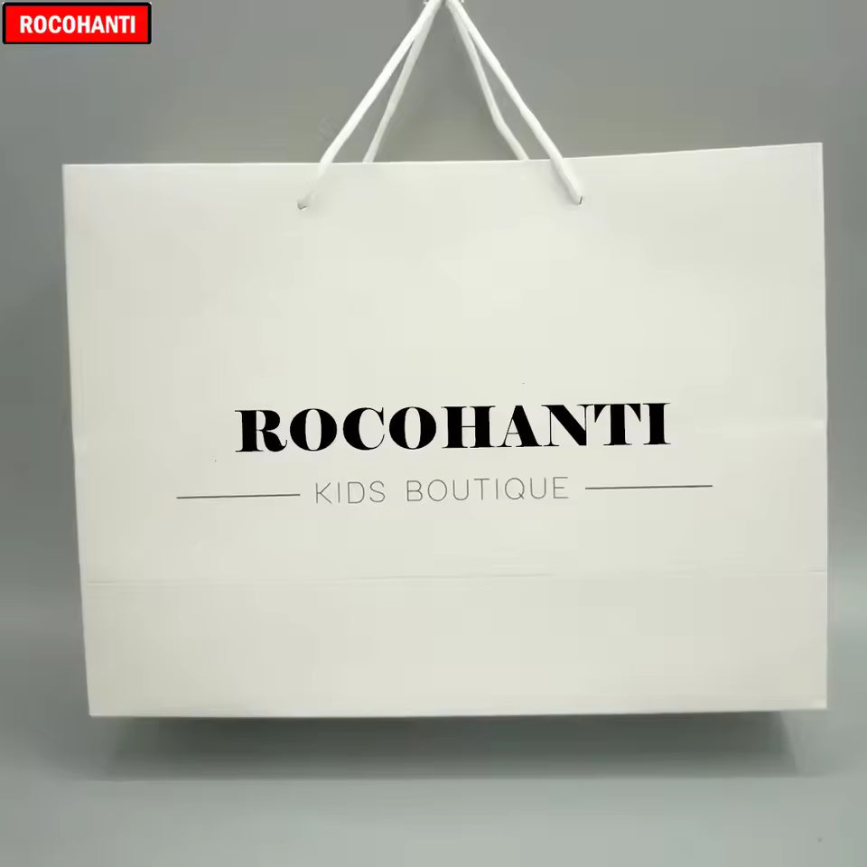 Custom Logo White Paper Gift Bags with String