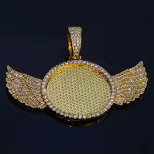 Custom Wing Circle Photo Pendant – Iced Out Hip Hop Necklace