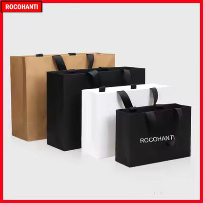 Custom Logo White Paper Gift Bags with String