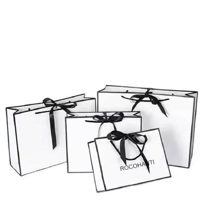 Custom Logo White Paper Gift Bags with String